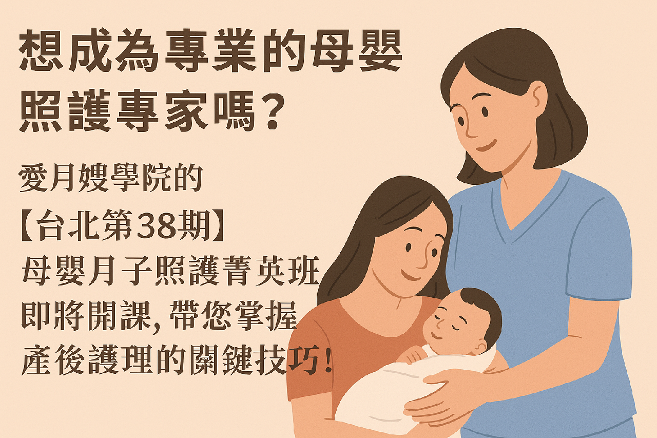 想成為專業的母嬰照護專家嗎?台北第38期母嬰月子照護菁英密集班熱烈招生中!